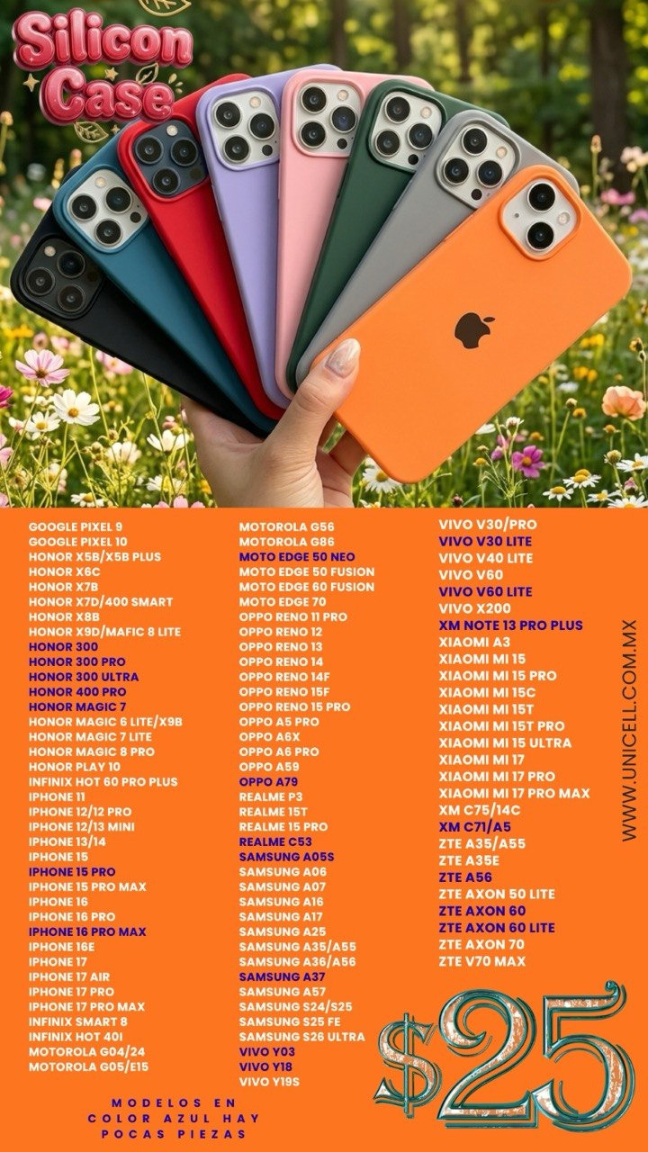Promoción Silicon Case a $25, gran variedad de modelos — Unicell mayoreo